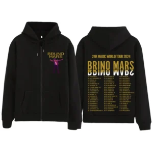 Bruno Mars 24K MAGIC WORLD TOUR 2024 Zip Up Hoodie