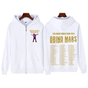 Bruno Mars 24K MAGIC WORLD TOUR 2024 Zip Up Hoodie